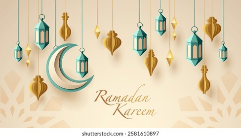 Islamic Festive Eid Mubarak -  Paper Art Origami Hanging Deco