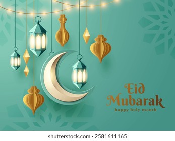 Islamic Festive Eid Mubarak -  Paper Art Origami Hanging Deco