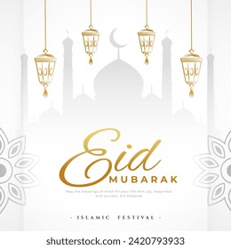 islamische festliche eid mubarak wünscht Hintergrund in klassischem Stil, Vektorgrafik