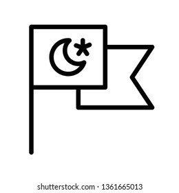 Islamic flag vector illustration, Ramadan related line style icon