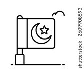 Islamic flag vector outline icon. EPS 10 file