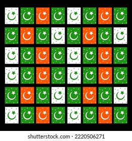 Islamic flags with 3 colors vector background. Islamic flags checkered.