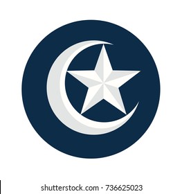 Islamic Flat Icon, Crescent star icon isolated on white background, for Religion Flat Icons Symbols concept-Vector Flat Design 
