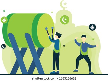 Islamic Flat Illustration Mosque Beduq Ied