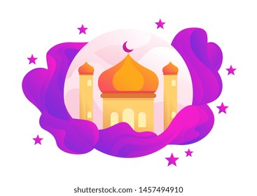 islamic Flat illustration mosque, Ramadan, wishing, du'a, Quran reading , ied night, can be used for ui, web, banner and many more