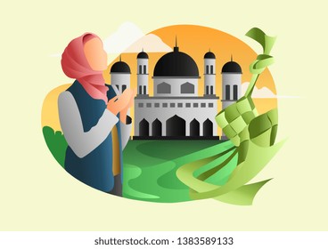 islamic Flat illustration mosque,Ramadhan, wishing, du'a
quran reading , eid night, can be used for ui, web, banner and many more