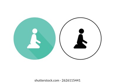 Ícones de adoração estilo plano islâmico, vetor ícone de oração muçulmana, namaz flat icon pack, culto muçulmano pose vetor