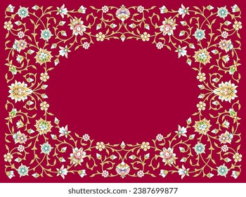 Islamic Floral Frame for your design. Traditional Islamic Design. Elegance Background with Text input area in a center. Suitable for greeting card, poster, invitation and banner