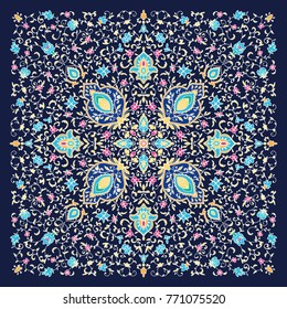 Islamic floral pattern decor in. Vector illustration. Card for cafe, restaurant, shop, print. Border