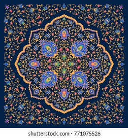 Islamic floral pattern decor in. Vector illustration. Card for cafe, restaurant, shop, print. Border