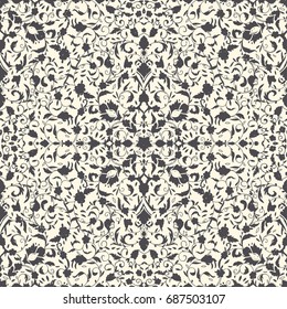 Islamic floral pattern decor in Victorian style. Vector illustration. Card for cafe, restaurant, shop, print. Border. India,Arabic.