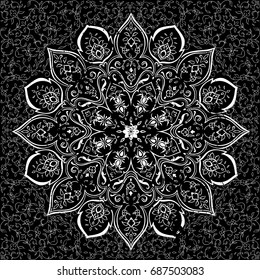 Islamic floral pattern  in Victorian style. Ornamental for Card for cafe, restaurant, shop, print, banner, wedding invitation. India, Arabic Dubai turkish Islam