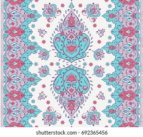Islamic floral pattern in Victorian style, arabesque design. Ornamental for Card for cafe, banner, wedding invitation, book cover, certificate. Save the date. India, Arabic Dubai turkish Islam