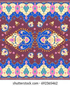 Islamic floral pattern in Victorian style, arabesque design. Ornamental for Card for cafe, banner, wedding invitation, book cover, certificate. Save the date. India, Arabic Dubai turkish Islam