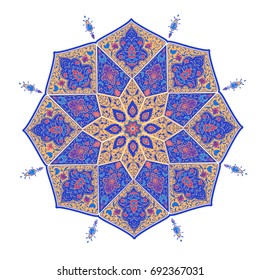 Islamic floral pattern  in Victorian style. Ornamental for Card for cafe, restaurant, shop, print, banner, wedding invitation, book cover, certificate. Save the date. India, Arabic Dubai turkish Islam