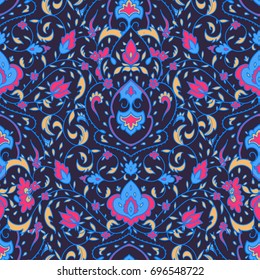 Islamic floral pattern in Victorian style. Ornamental for Card. Moroccan background, wedding invitation, book cover, certificate. India, Arabic Dubai turkish Islam