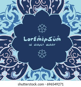 Islamic floral pattern  in Victorian style. Ornamental for Card for cafe, restaurant, shop, print, banner, wedding invitation, book cover, certificate. Save the date. India, Arabic Dubai turkish Islam