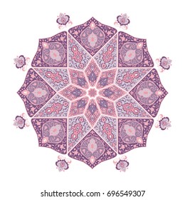 Islamic floral pattern  in Victorian style. Ornamental for Card for cafe,restaurant, shop, print. Save the date. India, Arabic Dubai turkish Islam