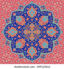 Islamic floral pattern  in Victorian style. Ornamental for Card for cafe, shop, print, banner, wedding invitation, book cover, certificate. Save the date. India, Arabic Dubai turkish Islam