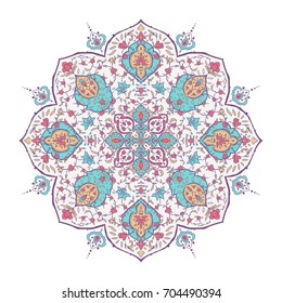 Islamic floral pattern in Victorian style. Ornamental for Card for cafe, shop, print, banner, wedding invitation, book cover, certificate. Save the date. India, Arabic Dubai turkish Islam