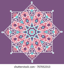 Islamic floral pattern in Victorian style. Ornamental for Card for cafe, shop, print, banner, wedding invitation, book cover, certificate. Save the date. India, Arabic Dubai turkish Islam