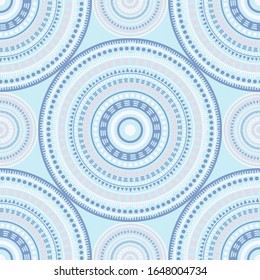 Islamic folk motifs seamless pattern. Circle medallion mandala geometric tiles. Textile print template. Clothes, carper or tile pattern. Classic circular seamless ornament. Cute mandala design.