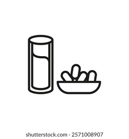 Islamic food date icon flat line symbol set.