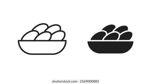 Islamic food date icon set vector graphics designs