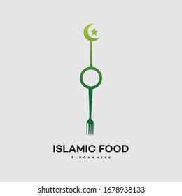 Islamic food logo design symbol template - vector.