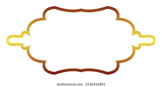 Marco o arco islámico. Ilustración vectorial de borde de estilo árabe dorado aislado sobre fondo transparente.