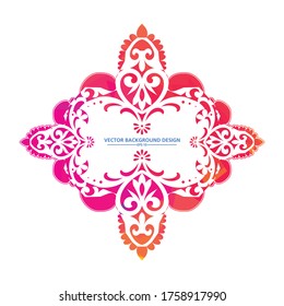 Islamic frame, for design, Eastern style. Turquoise floral illustration. Ornate decor for invitation, greeting card, wallpaper, background, web page. Vector element