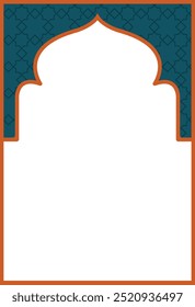 Modelo de design de quadro islâmico e vetor de fundo azul de luxo
