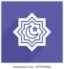 Islamic Frame Icon Design Illustration, Moon and Stars Icon With Shadow
