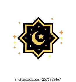 Islamic Frame Icon Design Illustration, Moon and Stars Icon