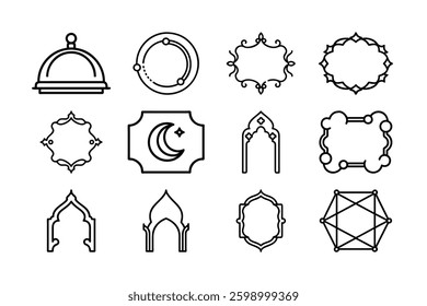 Islamic Frame and Ornament Icons - Arabic, Geometric, Ramadan, Decorative Borders