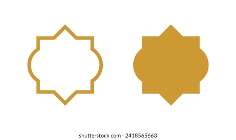 Islamic Frame Set with Gold Color - Flat Design - Editable Vector : Suitable for Islamic Theme and Other Graphic Related Assets.