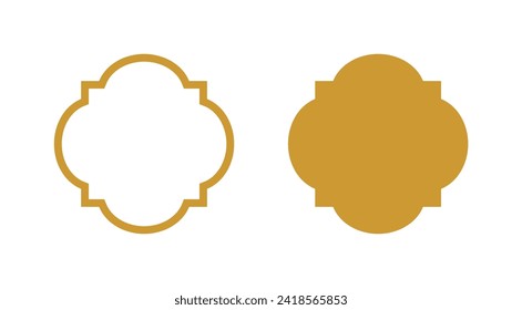 Islamic Frame Set with Gold Color - Flat Design - Editable Vector : Suitable for Islamic Theme and Other Graphic Related Assets.