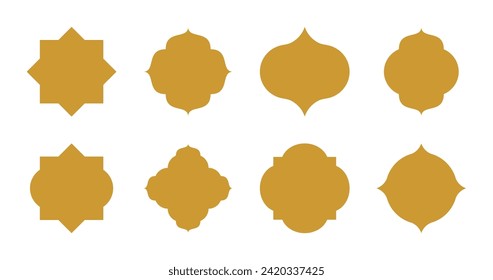 Islamic Frame Set with Gold Color - Flat Design - Editable Vector : Suitable for Islamic Theme and Other Graphic Related Assets.