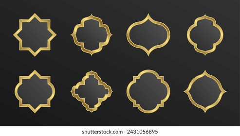 Islamic Frame Set - Luxury Gold - Editable Vector : Suitable for Islamic Theme and Other Graphic Related Assets.