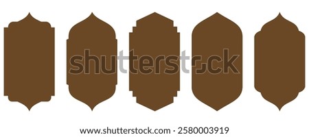Islamic frame set.  Islamic ramadan kareem and eid mubarak windows and arches. Collection of patterns in oriental style. silhouette Arabic arch.