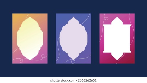 Islamic frames and arches elements for ramadan, arabic oriental style collection