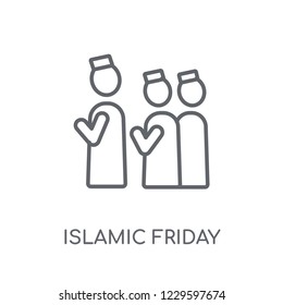 Islamic Friday Prayer linear icon. Modern outline Islamic Friday Prayer logo concept on white background from Religion-2 collection. Suitable for use on web apps, mobile apps and print media.