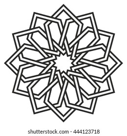 Islamic geometric art, arabic motif, sacred geometry, star mandala, vector illustration