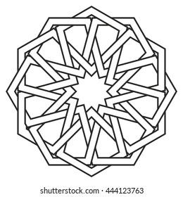 Islamic geometric art, arabic motif, sacred geometry, star mandala, vector illustration