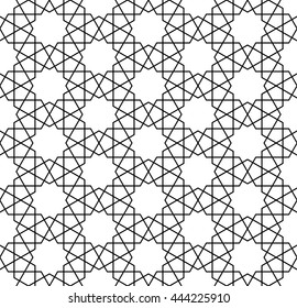 Islamic geometric art, monochrome arabic pattern, arabesque background