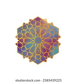 Islamic geometric art work, watercolor Islamic geometric art design vector  