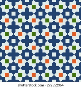 Islamic geometric background. 
Seamless pattern.
Traditional tile ornament.
Vector illustration. 