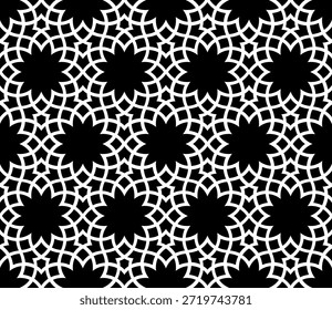 Islamic geometric black pattern. Arabesque, moresca style. 