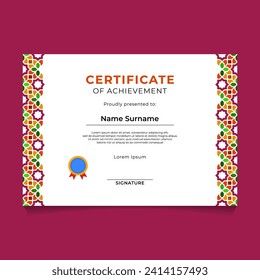 Islamic Geometric Certificate Template Design