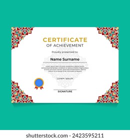 Islamic Geometric Certificate Template Design